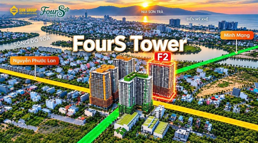 Căn góc 3pn/86.3m2 giá 4.848 tỷ view sông, biển  fours tower  nam hòa xuân đà nẵng