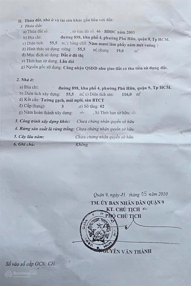 Nhà 2 tầng, 4pn (5x11.1) đường 898, phú hữu, tp thủ đức(3ty99)