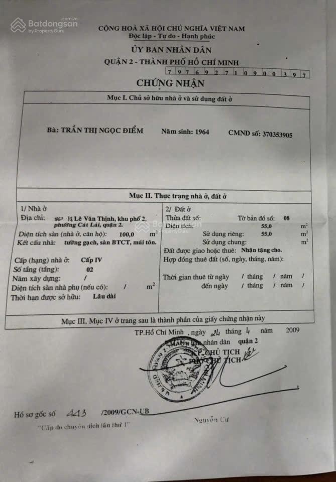  nhà 2 tầng, 55m (4.1x13.1) lê văn thịnh, q2 (5ty490)