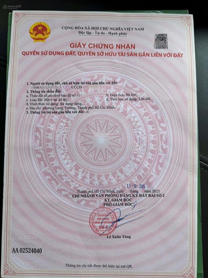 Đất 51m (4.1x12.3 ) kdc 200, bưng ông thoàn , phú hữu , q9(4ty150)