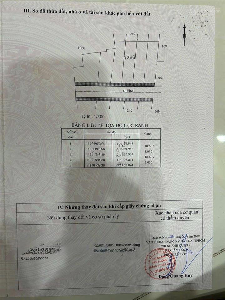 Đất 93m2 (5x18.6) đường 7, long trường, q9 (5tỷ290)