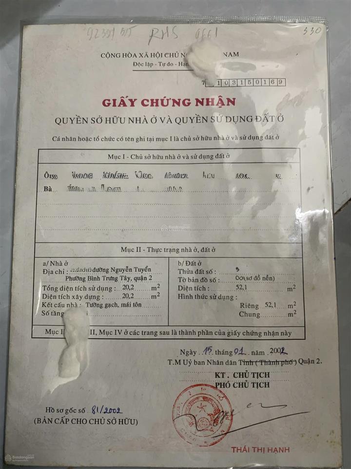 Nhà 3 tầng, 52m (6x9) nguyễn tuyển, bình trưng tây, q2 (5ty390)