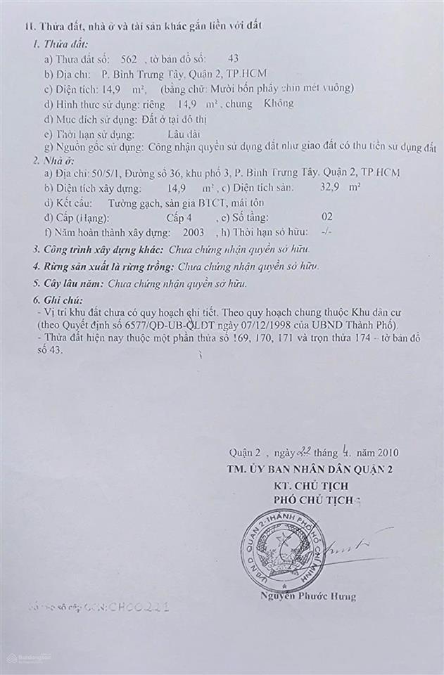 Nhà 2 tầng, 15m (3.3x4.5) ds 36, bình trưng tây, q2 (1tỷ690)