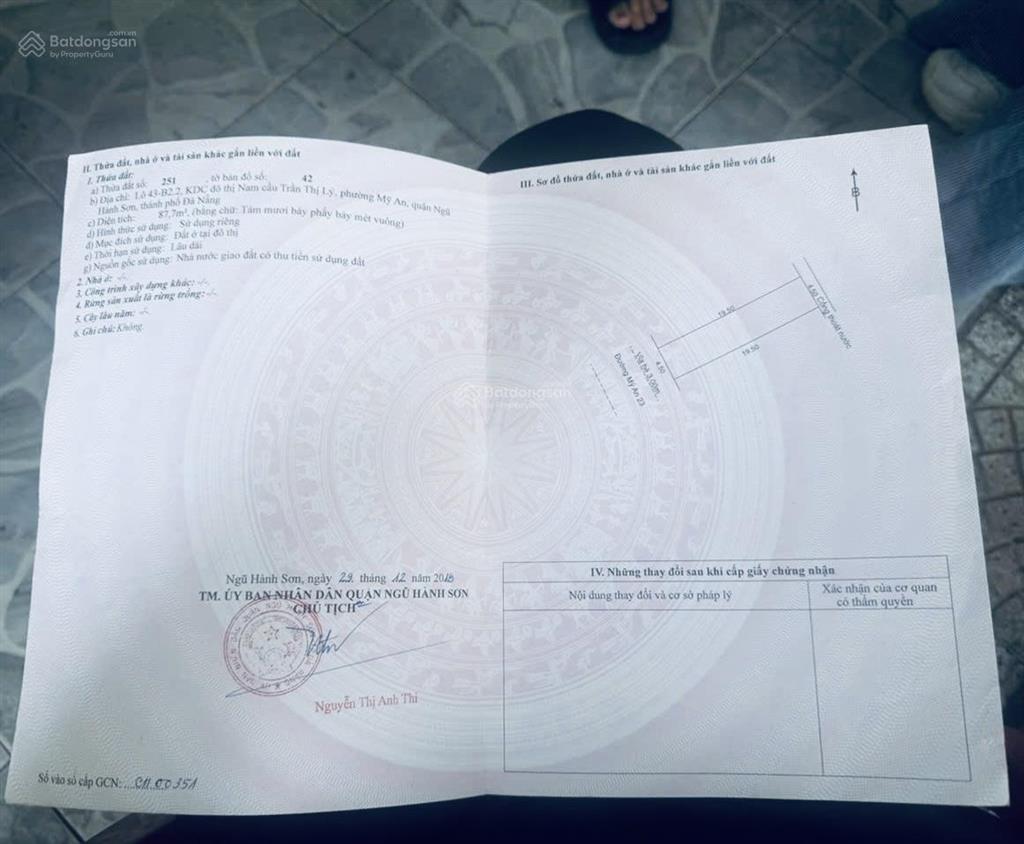 Bán đất 88m2 mt mỹ an vị trí sát sông hàn đi bộ ra chương dương ngắm hoàng hôn