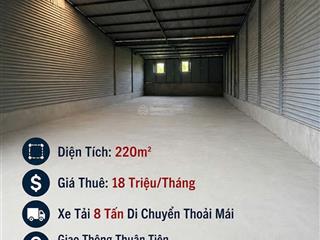 Cho thuê kho phạm hùng, nhà bè 220m² phù hợp sản xuất giá 18 triệu/tháng
