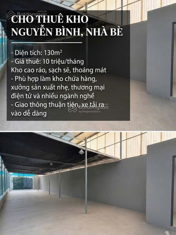 Cho thuê kho nguyễn bình, nhà bè 130m² giá chỉ 10 triệu/tháng