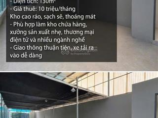 Cho thuê kho nguyễn bình, nhà bè 130m² giá chỉ 10 triệu/tháng