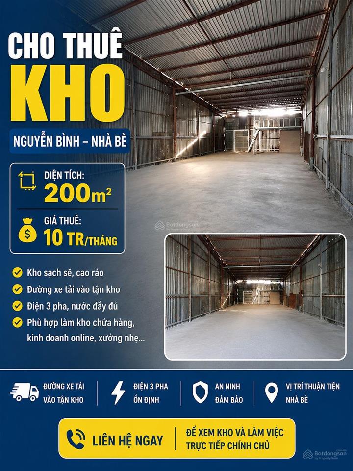200m2, 10tr mặt tiền nguyễn bình, nhà bè