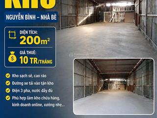 200m2, 10tr mặt tiền nguyễn bình, nhà bè