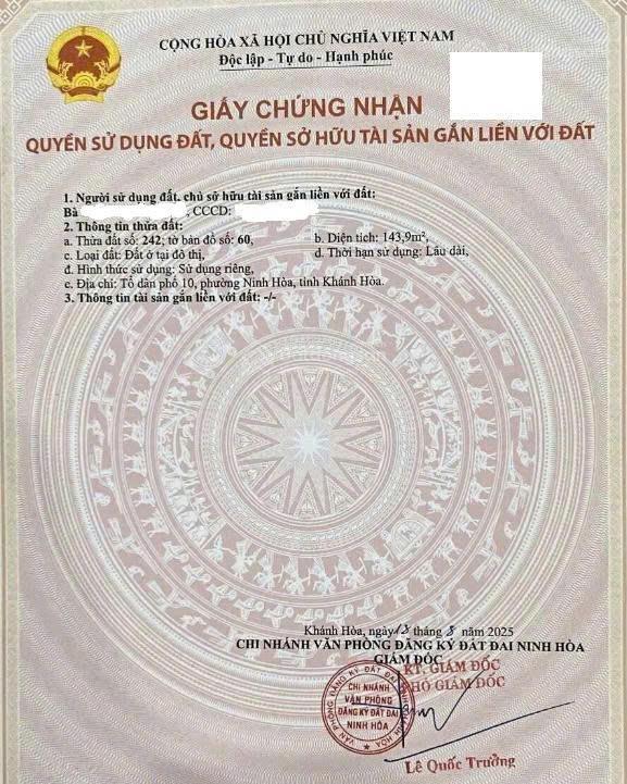 Bán 2 lô đất thổ cư, sổ hồng riêng, tổng diện tích 245m2, đường nguyễn trường tộ