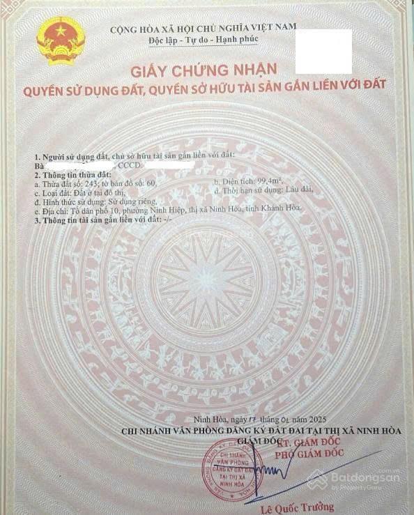 Bán 2 lô đất thổ cư, sổ hồng riêng, tổng diện tích 245m2, đường nguyễn trường tộ