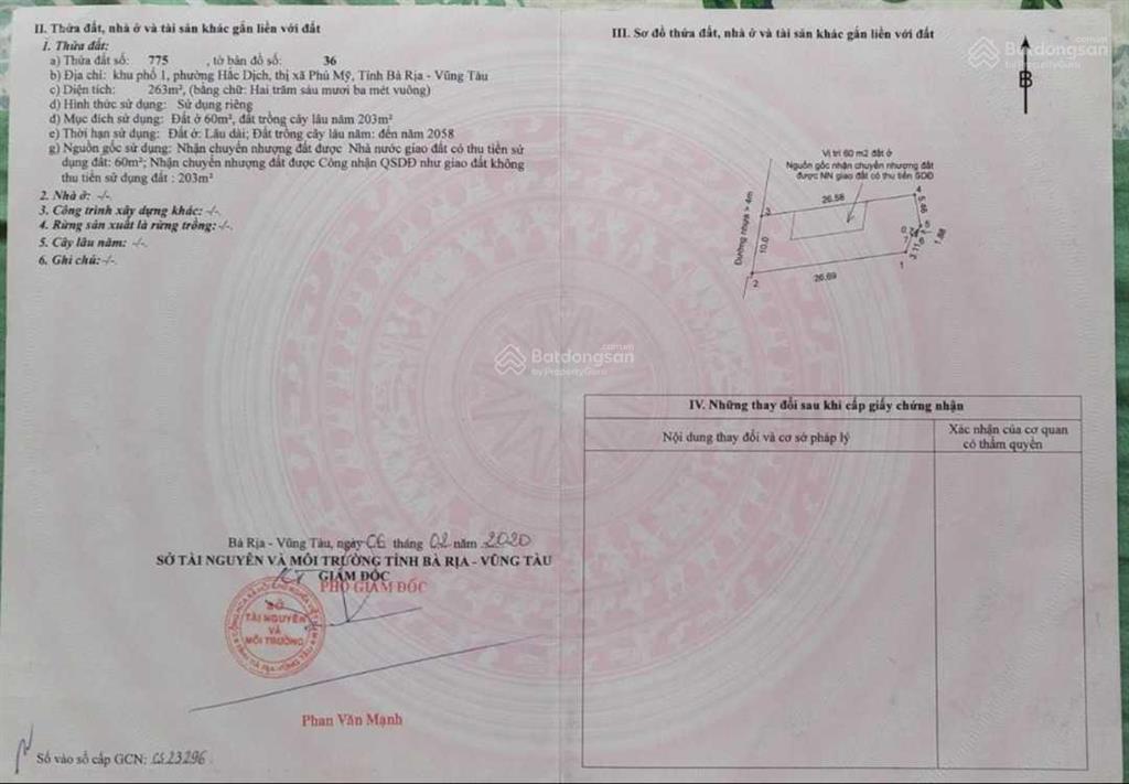 Cần bán lô đất 10m ngang mt đường nhựa gần vòng xoay hắc dịch giá 1.65 tỷ