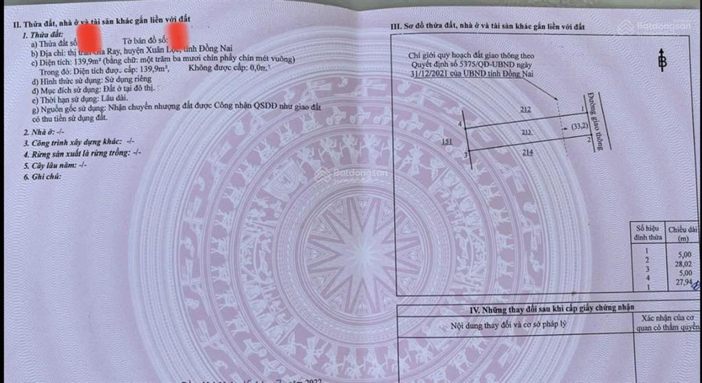 Kẹt tiền giảm 100tr bán đất gần trung tâm hành chính xuân lộc, giá bán 1tỷ350 sổ hồng tại nhà