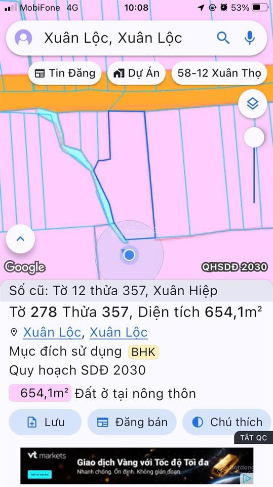 Bán 654.1m2 đất phủ hồng phường xuân lộc mặt tiền đường view núi khu dân cư đông, giá 1.980 tỷ