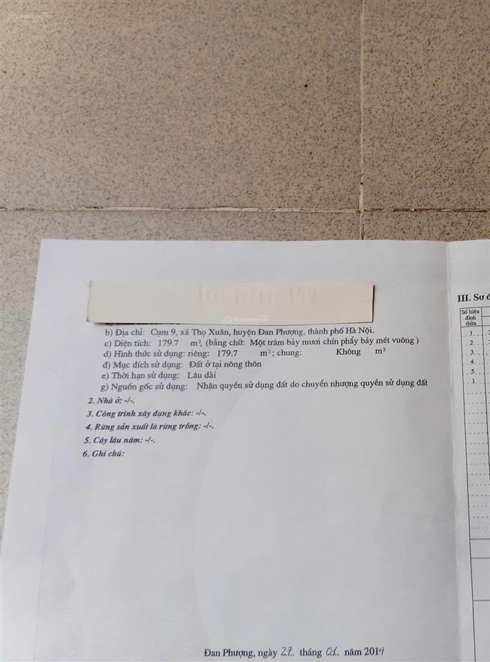 Bán đất tại cụm 9, thọ xuân, đan phượng, hà nội, 65 triệu / m2, 179.7 m2, uy tín hot!
