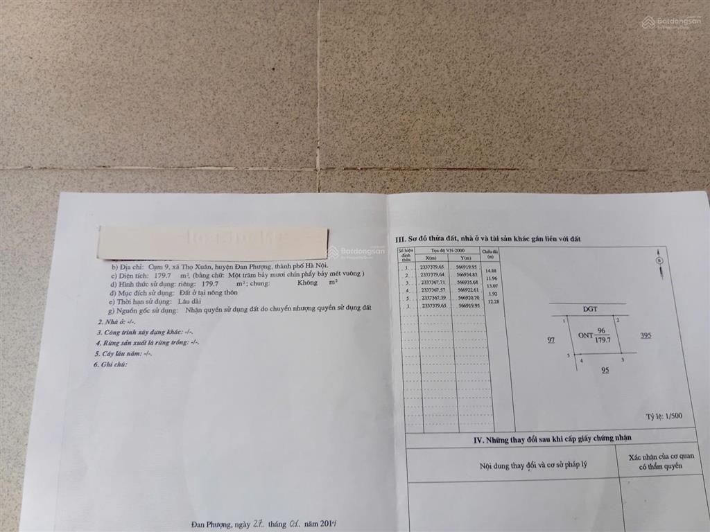 Bán đất tại cụm 9, thọ xuân, đan phượng, hà nội, 65 triệu / m2, 179.7 m2, uy tín hot!