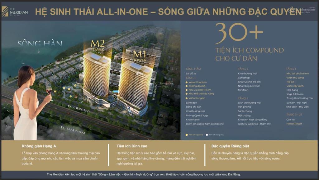 Bán suất ngoại giao căn hộ 2pn view pháo hoa, view sông hàn, the meridian