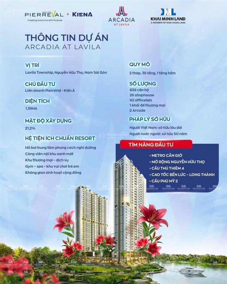 Bán căn hộ cao cấp arcadia at lavila tại nguyễn hữu thọ, tp.hcm. vị trí đẹp, niềm năng tăng giá cao