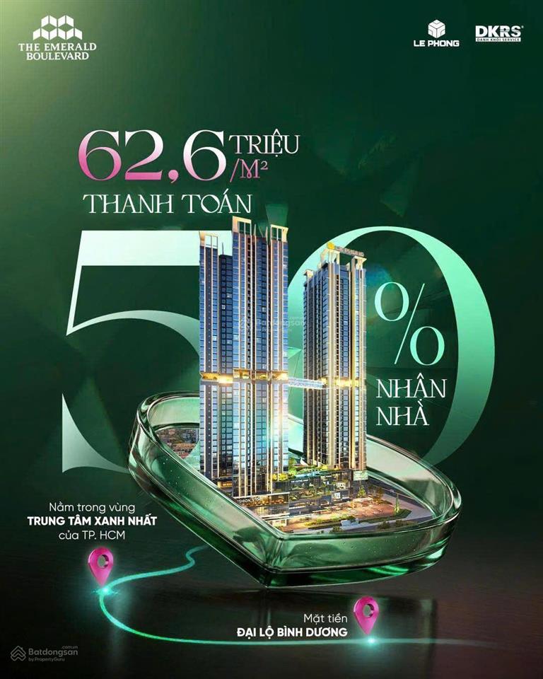 Thanh toán 0.5% hoặc 1% mỗi tháng, the emerald boulevard căn 1pn+ đầu tư giai đoạn 1 ql13
