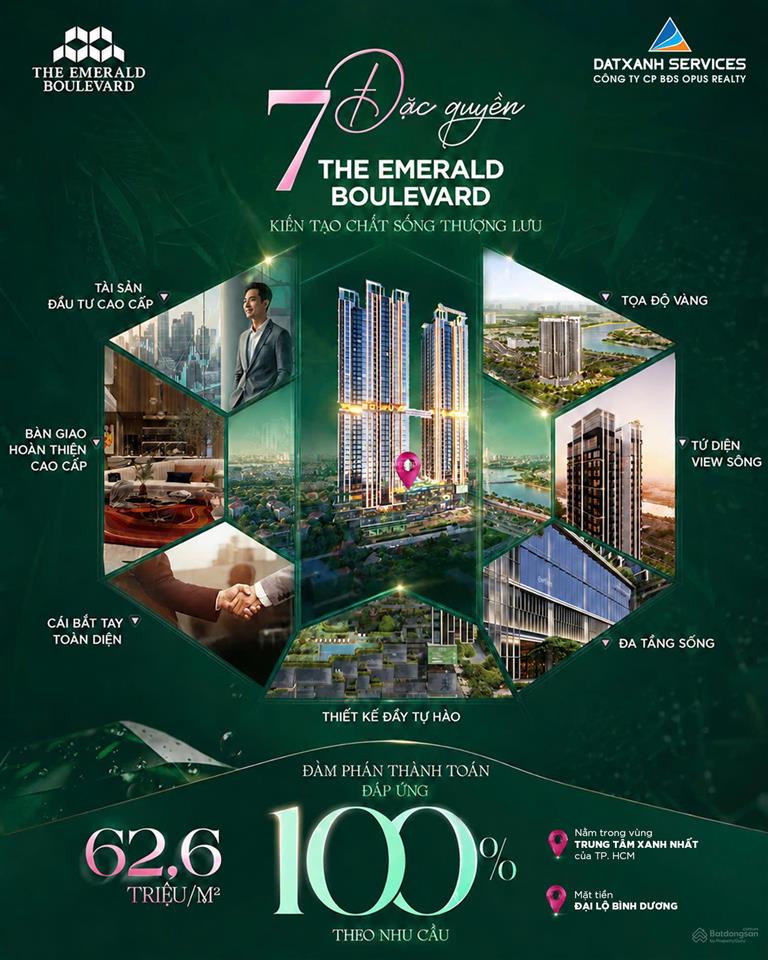 Thanh toán 0.5% hoặc 1% mỗi tháng, the emerald boulevard căn 1pn+ đầu tư giai đoạn 1 ql13