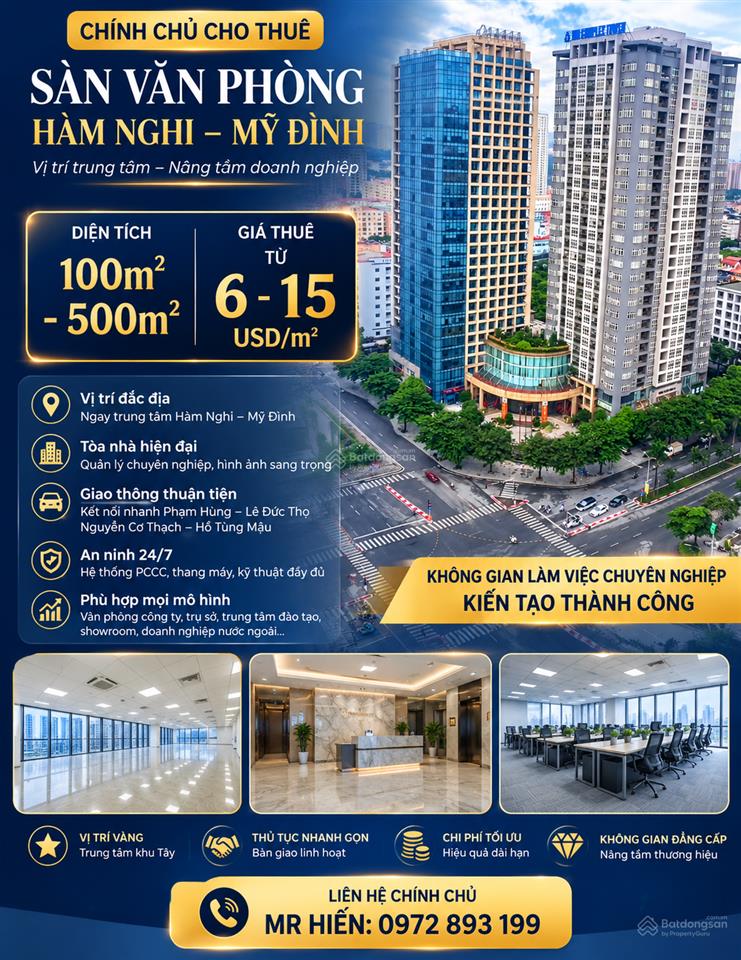 Cho thuê sàn văn phòng khu vực hàm nghi mỹ đình, diện tích 200m2, giá tốt khu vực