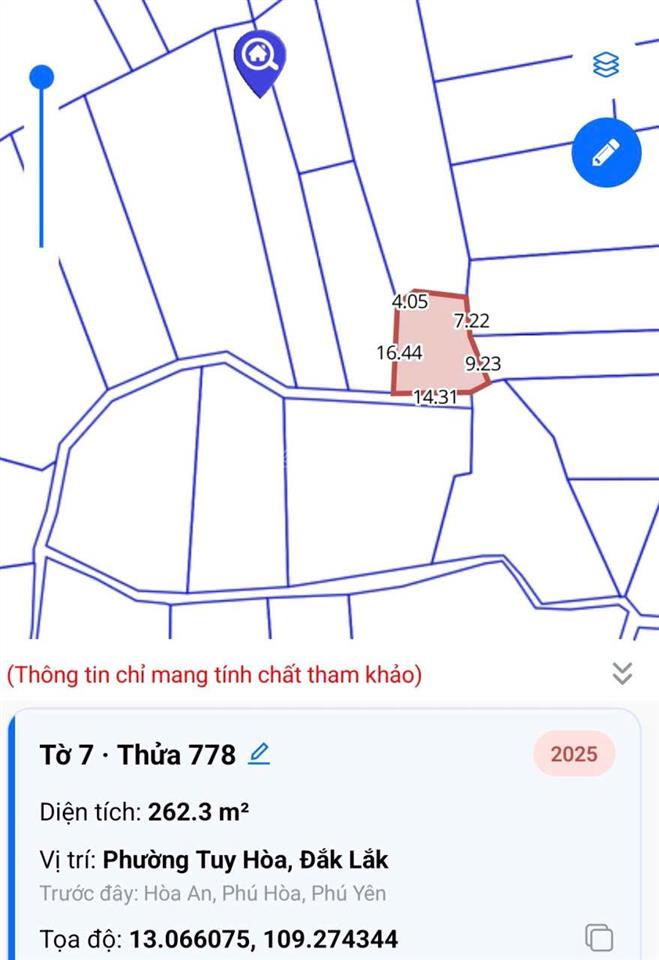 Hót hót ngộp nặng lô đất cách trunh tâm tp tuy hòa 3km giá 250 tr hết lô.