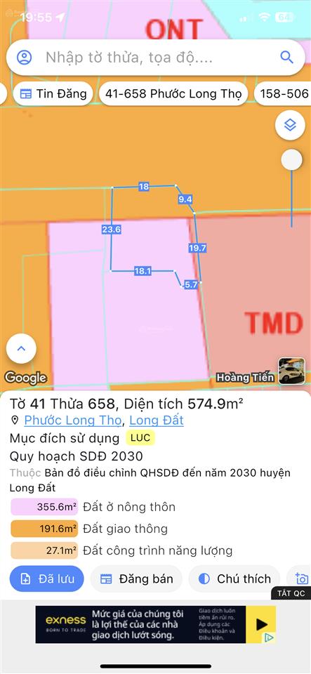 Chính chủ bán đất 2 mặt tiền quốc lộ 55, giá 6 tỷ 950 thương lượng mạnh cho khách thiện chí