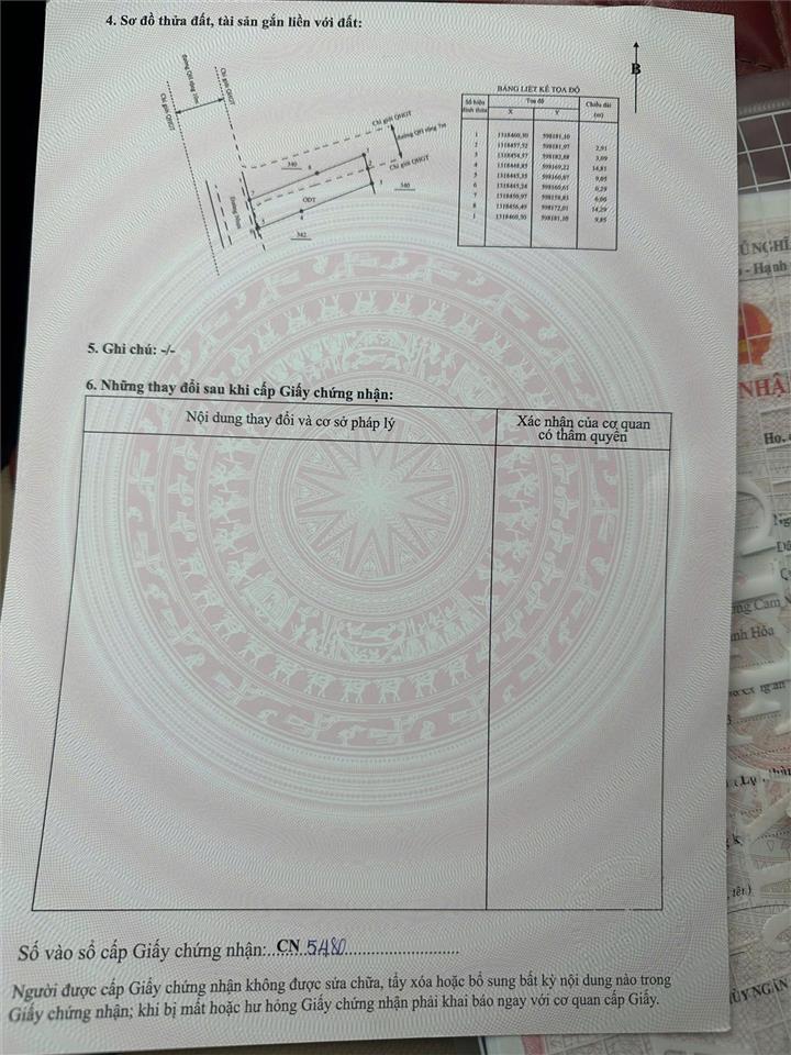 Chính chủ bán đất 93,6m² tổ dân phố thuận lợi, tp cam ranh