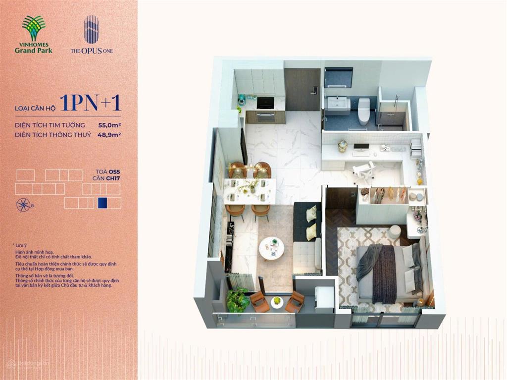 Bán căn 1pn the opus one  vinhomes grand park