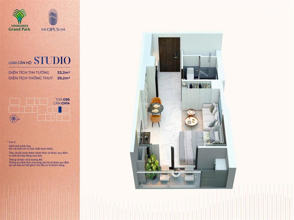 Bán căn 1pn the opus one  vinhomes grand park