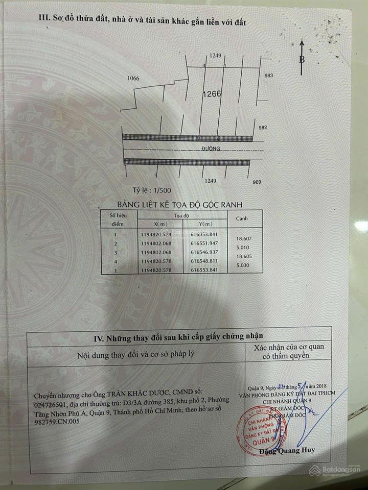Bán đất thổ cư chính chủ long trường  quận 9 cũ