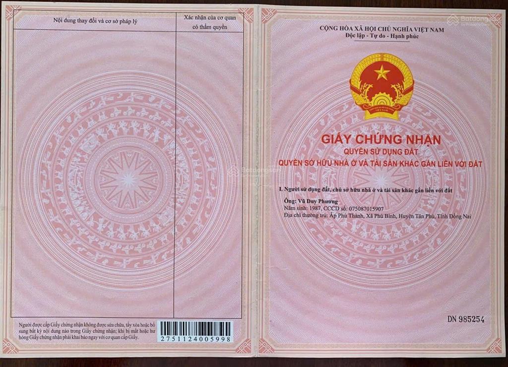 Bán đất tặng nhà cấp 4 mặt tiền đường nhuận đức diện tích 827m có 256m thổ cư