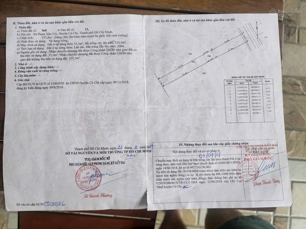 Bán đất 353m có 300m thô cu vi tri gan khu tien ích