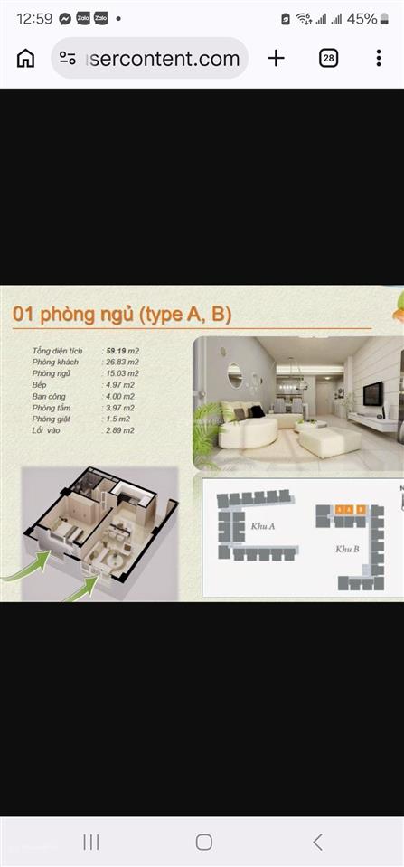 Chính chủ bán căn the eastern 2,8 tỷ  1pn+1wc  60m² full nội thất ban công quá rẻ, siêu ngộp