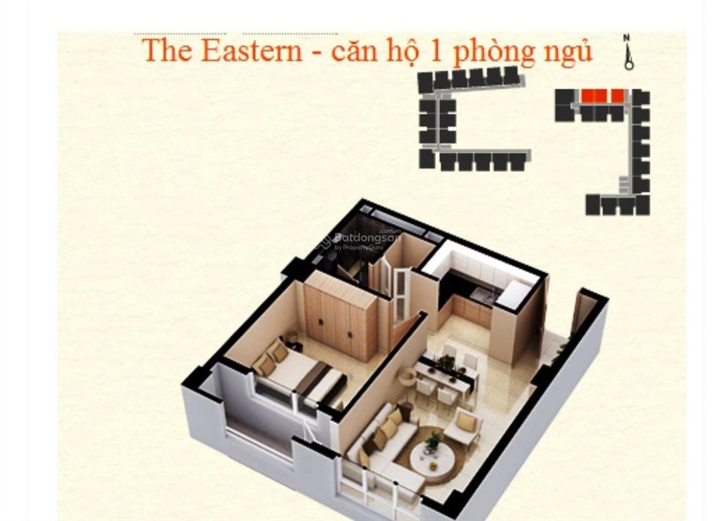 Chính chủ bán căn the eastern 2,8 tỷ  1pn+1wc  60m² full nội thất ban công quá rẻ, siêu ngộp