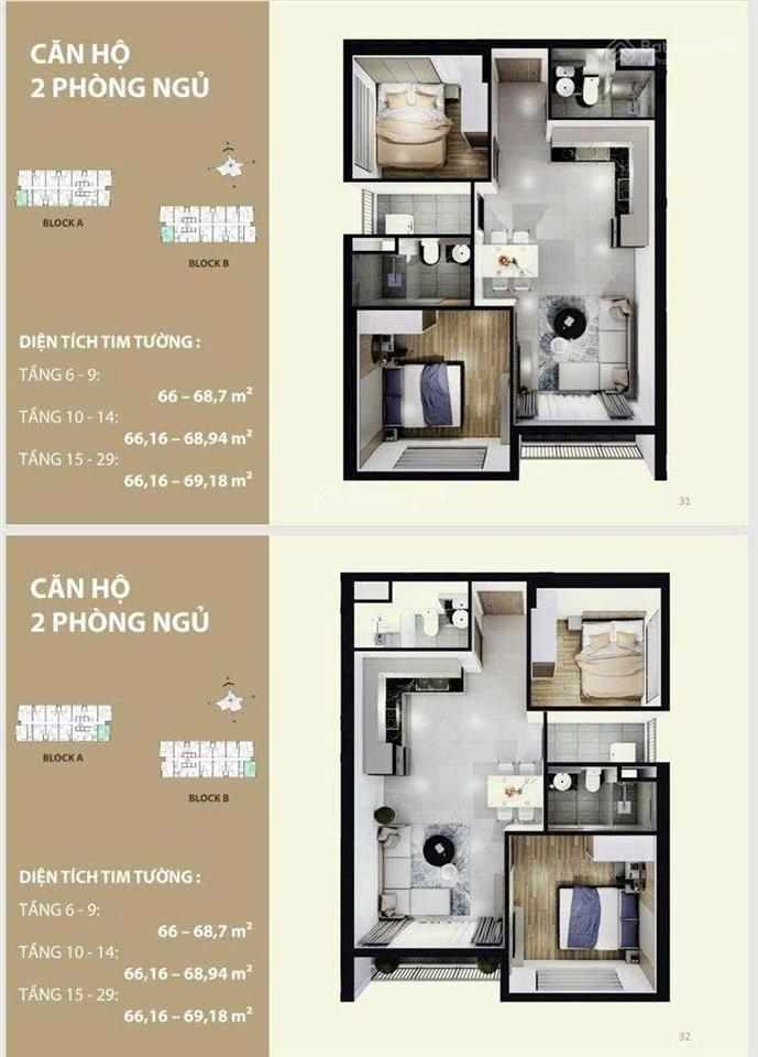 3,4 tỷ hot chính chủ bán mường thanh 2pn + 2wc  68m2 mã bao đẹp giá siêu tốt view đẹp