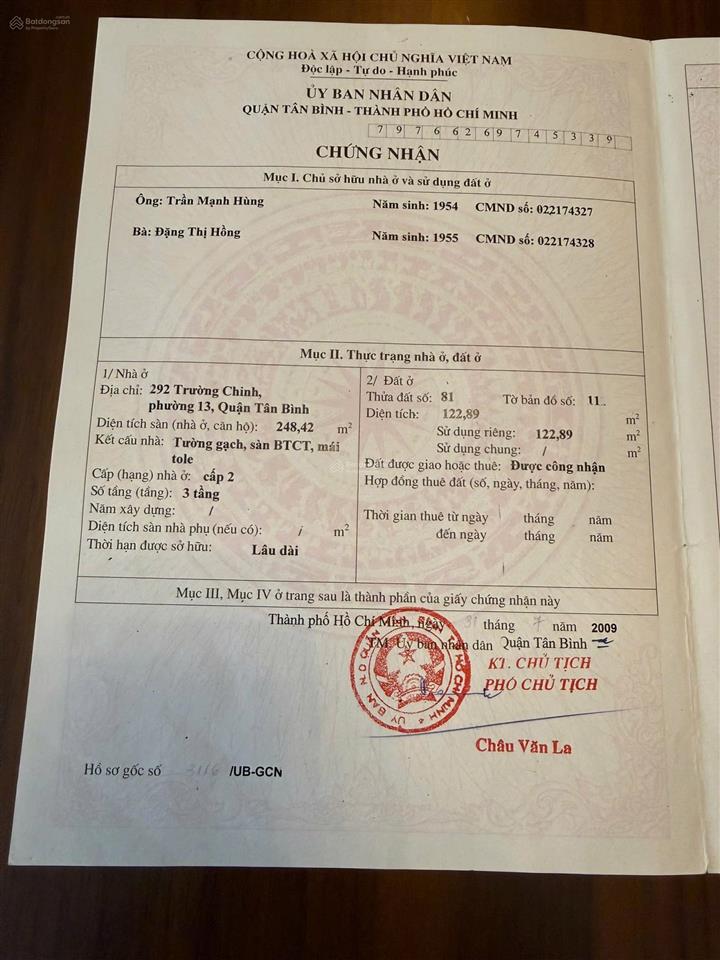 Bán nhà mặt tiền 292 trường chinh, tân bình, 25 tỷ, hđ thuê 60tr/1 tháng đến 2031
