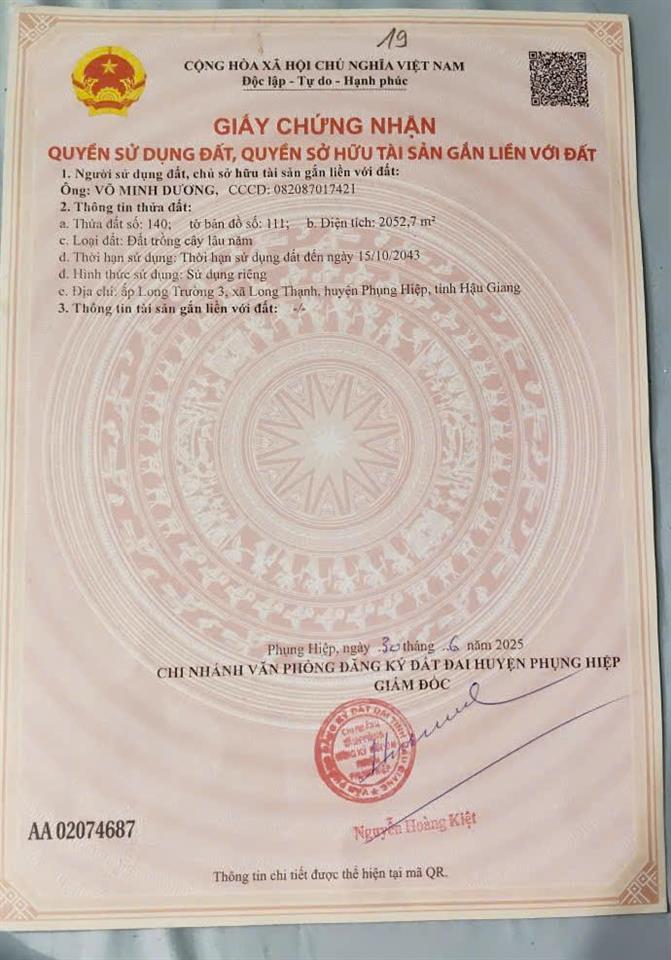 CẦN BÁN NHANH BÁN ĐẤT VƯỜN TẠI LONG THẠNH – PHỤNG HIỆP – HẬU GIANG
