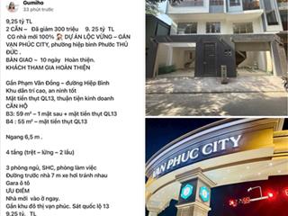 Giảm300 tr 9,25 tỷ giá đẩu tư hiếm mt thục quốc lộ 13 gần vạn phúc mới 100% đinh thị thi 59m2 4 t