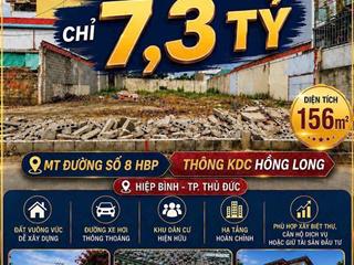 8,7 tỷ giảm 7,3 tỷ giá đầu tư h 156 ,1 m2. 46 tr/1m2 mặt tiền đường số 8 hiệp bình 4.15 x 37.6
