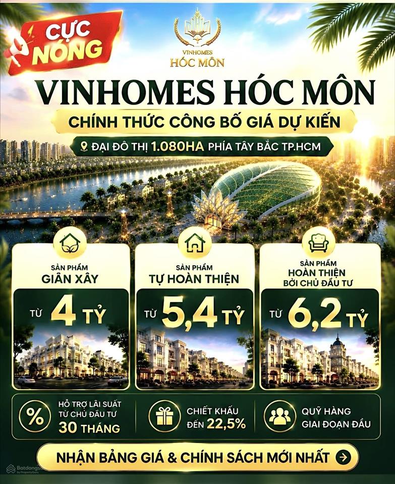 Giỏ hàng giá tốt tháng5 vinhomes hóc môn nhà phố 4tầng hỗ trợ lãi suất 0%ở giai đoạn 1