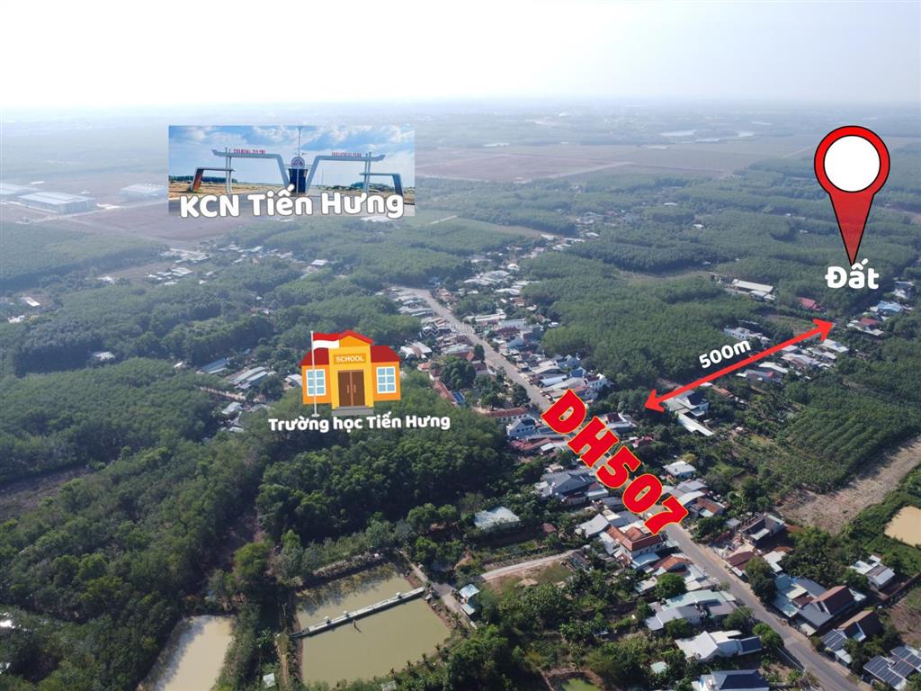 Lô đất gần kcn tiến hưng 5x40m, tc 50m2 giá chỉ 500tr. sổ sẵn công chứng ngay