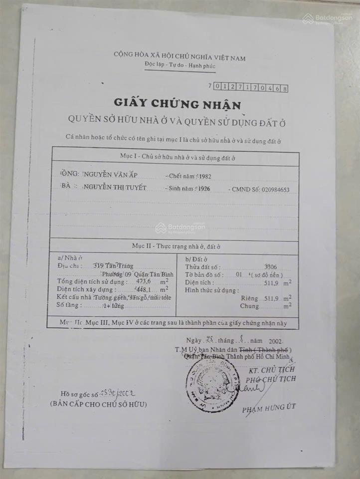 512m2 tân trang, phường 9, tân bình