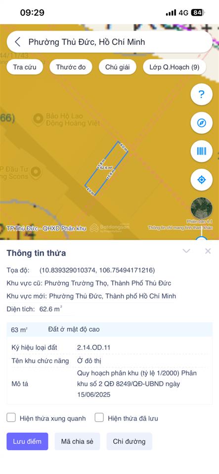 Đất trường thọ 63m2  đường nhựa 5m  gần vành đai 2  chỉ 6.2 tỷ (66t738)