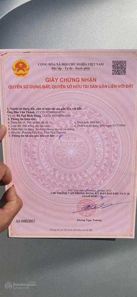 Bán đất rộng, giá rẻ gần khu công nghiệp điềm thụy  phổ yên  thái nguyên
