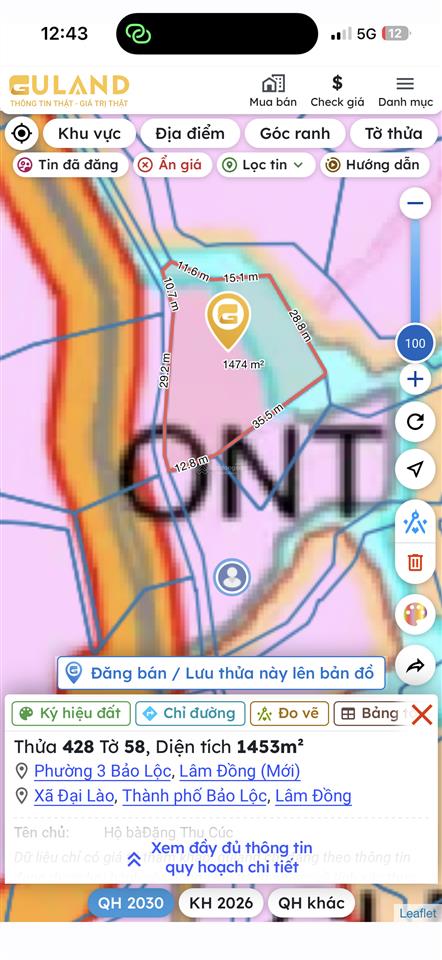 Bán đất tại đại lào, bảo lộc, 2,8 tỷ, 422m², view đẹp