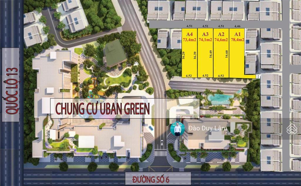 Đất thổ cư cực đẹp ngay chung cư urban green  đối diện vạn phúc city  ngang rộng 4.5m