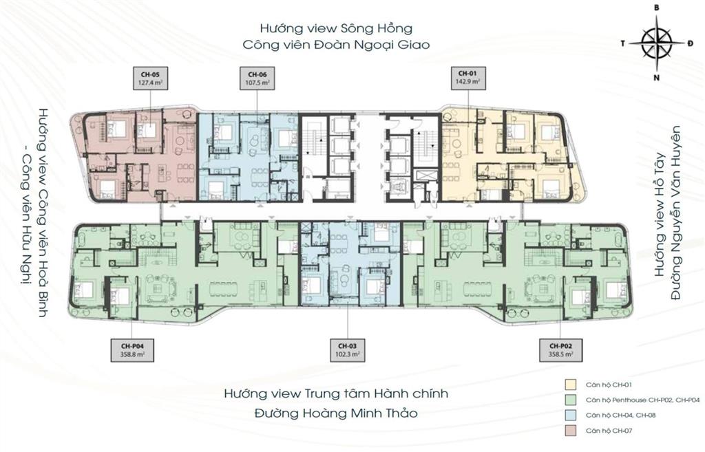 Bán penthouse 385m2 chung cư n01t6 tầng 45 kđt ngoại giao đoàn, view trực tiếp hồ tây