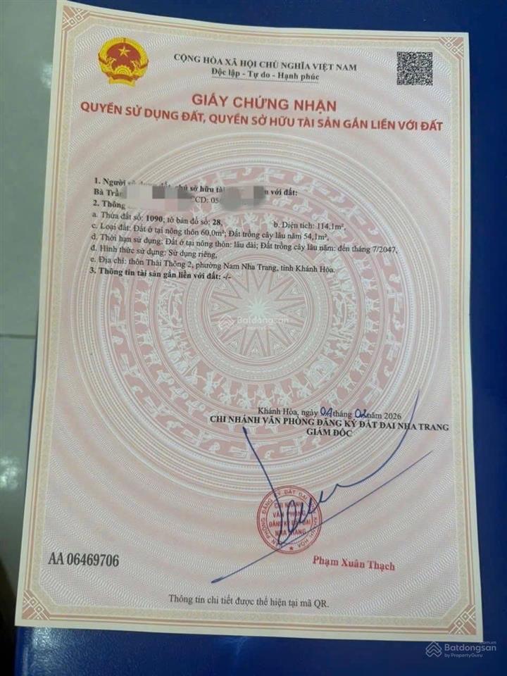 Bán lô đất mặt tiền núi cấm 1, vĩnh thái cách vòng xoay võ nguyên giáp 150m, đường rộng 8m