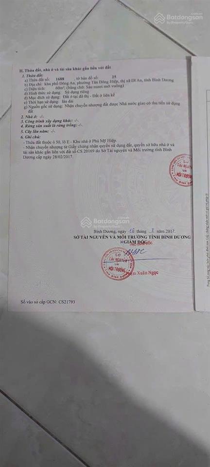 Chỉ 3,350 tỷ, bán vội
bán gấp lô đất đường n3  khu phú mỹ hiệp, dĩ an
 cuối đường nguyễn an ninh